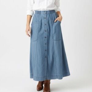 VTG John Paul Richard A-Line Button Down Jean look Skirt with Pockets S